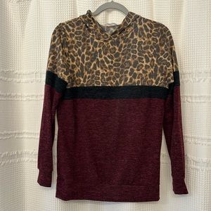 Burgundy with cheetah pullover
